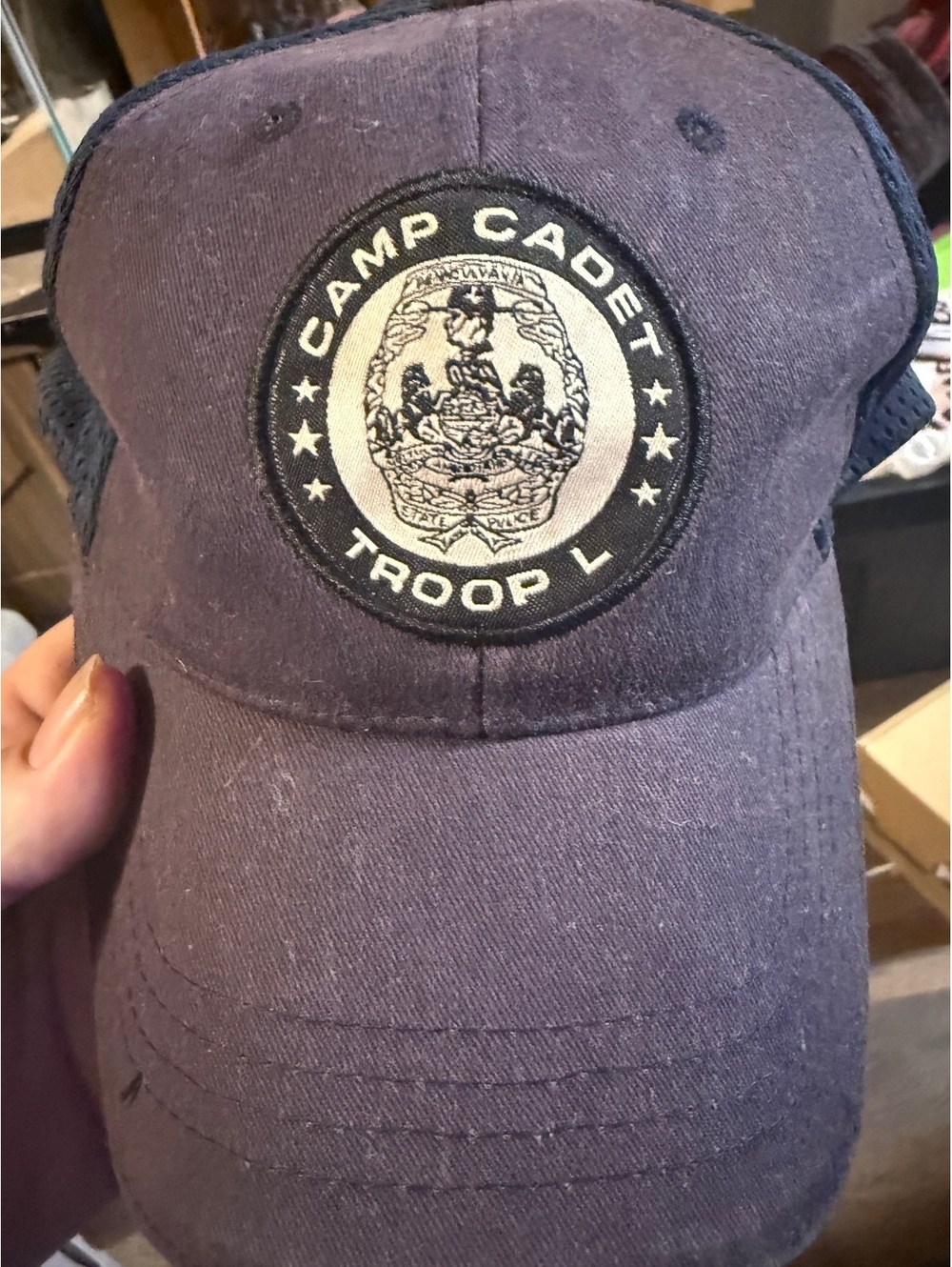 Camp Cadet Troop L Navy Blue Mesh Back Cap Hat